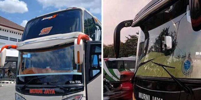 bus murni jaya persiapan keberangkatan dari terminal giwangan jogja